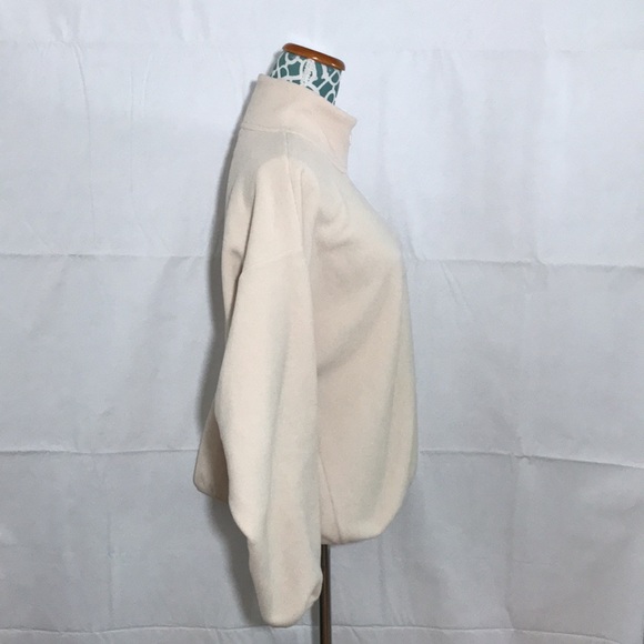 TNA Brand Fleece Boyfriend Cream 1/4 Zip Sweatshirt Quarter-zip Fleece Pullover - Picture 2 of 8